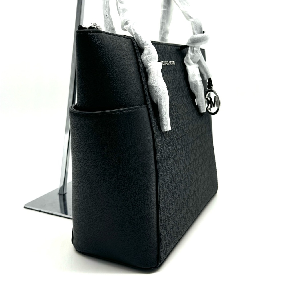 Michael Kors Large Charlotte TZ Tote Bag Black/Silver - Picture 4 of 10